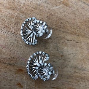 Palm Shaped Front Back Rhinestone Earrings